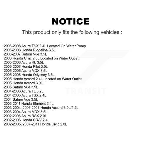 Engine Coolant Temperature Sensor SEN-2CTS0047 For Honda Civic Accord CR-V Acura Odyssey Pilot TSX