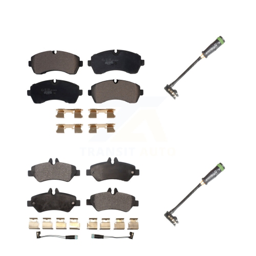 Front Rear Ceramic Disc Brake Pads & Extra Wear Sensor Kit For Freightliner Sprinter 3500 KTW-101415
