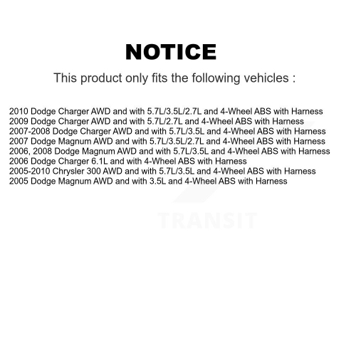 Rear Left ABS Wheel Speed Sensor SEN-2ABS2120 For Chrysler 300 Dodge Charger Magnum with Harness