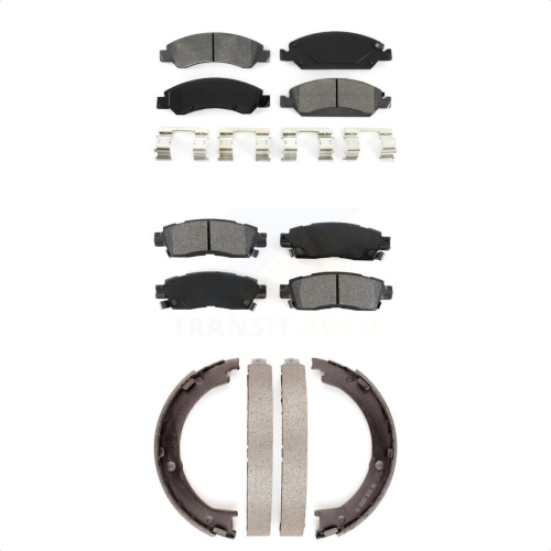 Image 1 of 10.. Front Rear Semi-Metallic Brake Pads And Parking Shoes Kit For Cadillac XTS KSN-100656