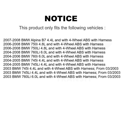 Front ABS Wheel Speed Sensor SEN-2ABS0097 For BMW 750i 750Li 745i 745Li 760Li Alpina B7 760i