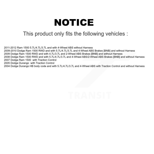 SEN-2ABS2013 de capteur de vitesse de roue ABS arrière pour Dodge Ram 1500 Durango