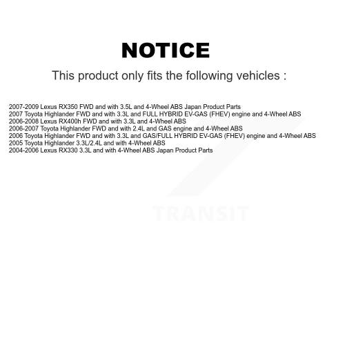 Rear Left ABS Wheel Speed Sensor Wiring Harness SEN-2ABS3059 For Lexus RX350 RX330 Toyota Highlander