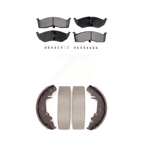 Image 1 of 10.. Front Rear Ceramic Brake Pads Drum Shoe Kit For Dodge Caravan Grand Plymouth Voyager Town KTN-100111