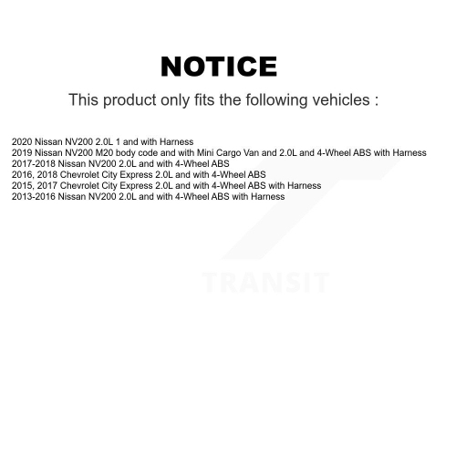 Rear Left ABS Wheel Speed Sensor SEN-2ABS3117 For Nissan NV200 Chevrolet City Express