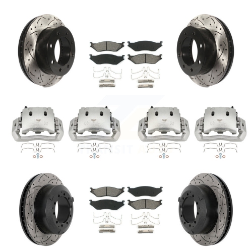 TRANSIT AUTO  Front Rear Disc Brake Coated Caliper Drilled Slot Rotor Semi-Metallic Pad Kit (10PC) for Kcd-100315S