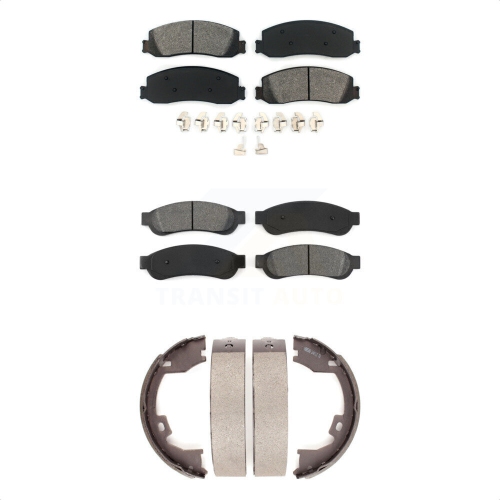 TRANSIT AUTO  Front Rear Semi-Metallic Brake Pads And Parking Shoes Kit for Ford F-350 Super Duty F-250 Ksn-100696