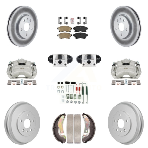 TRANSIT AUTO  Front Rear Brake Caliper Coat Rotor Drum Ceramic Pad Shoe Cylinder Hardware Kit (11PC) for Kcg-102909N
