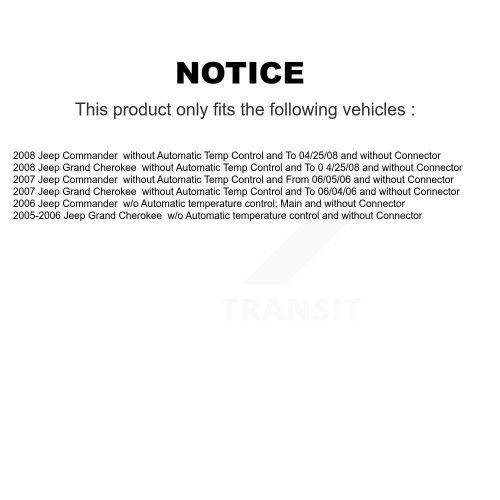 HVAC Blower Motor Resistor SEN-2BMR0306 For Jeep Grand Cherokee Commander