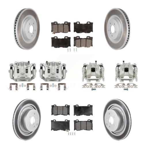 Front Rear Brake Caliper Coat Rotor Ceramic Pad Kit For 11 INFINITI G37 X/X Sport KCG-101022T