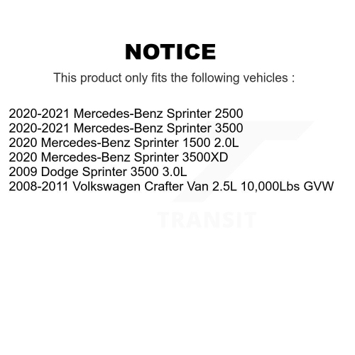 Kit capteur d'usure des plaquettes de frein avant céramique pour Mercedes-Benz Sprinter 2500 3500 4500 3500XD KNW-101349