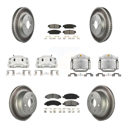 TRANSIT AUTO  Front Rear Brake Caliper Coat Rotor Semi-Metallic Pad Kit (10PC) for Chevrolet Silverado Kcg-100900S