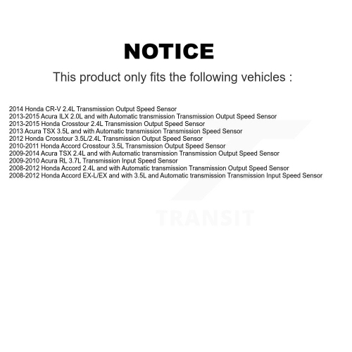 Vehicle Speed Sensor SEN-2VSS0099 For Honda Accord CR-V Acura TSX ILX Crosstour RL