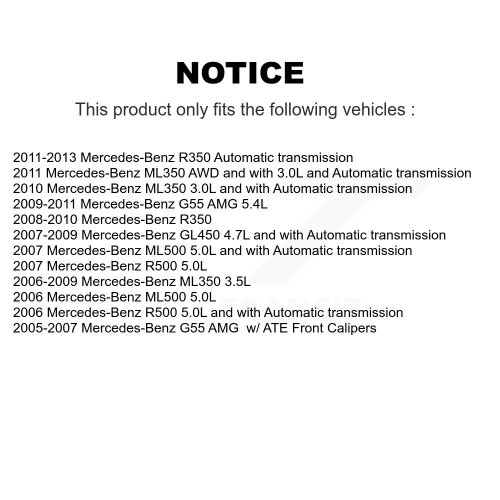 Kit capteur d'usure des plaquettes de frein avant céramique pour Mercedes-Benz ML350 R350 GL450 ML500 R500 G55 KCW-100578