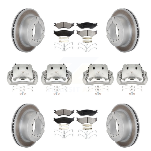 TRANSIT AUTO  Front Rear Disc Brake Caliper Coated Rotors And Semi-Metallic Pads Kit (10PC) for Kcg-100933P