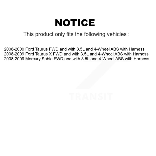 SEN-2ABS1563 du capteur de vitesse de roue ABS arrière gauche pour Ford Taurus X Mercury Sable 2008-2009 avec faisceau