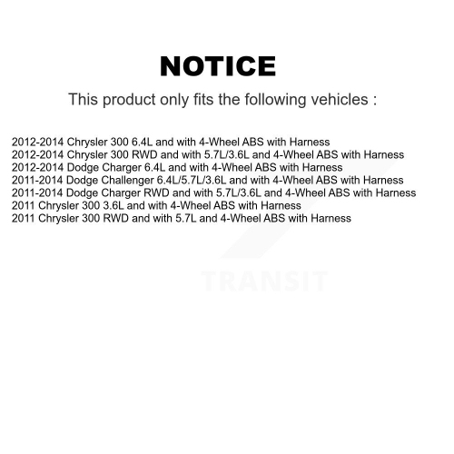 Front ABS Wheel Speed Sensor SEN-2ABS2659 For Dodge Chrysler 300 Charger Challenger with Harness