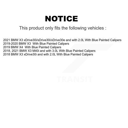 Front Ceramic Disc Brake Pad And Wear Sensor Kit For BMW X3 X4 With Blue Painted Calipers KTW-100075