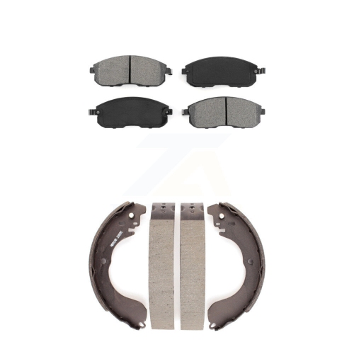 Front Rear Semi-Metallic Brake Pads And Drum Shoes Kit For Nissan Versa Sentra Cube KSN-100197