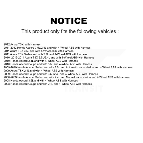 Front Left ABS Wheel Speed Sensor SEN-2ABS0646 For Honda Accord Acura TSX with Harness