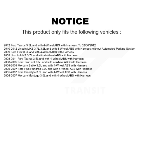 Front ABS Wheel Speed Sensor SEN-2ABS2134 For Ford Taurus Five Hundred Freestyle Flex X Lincoln MKS