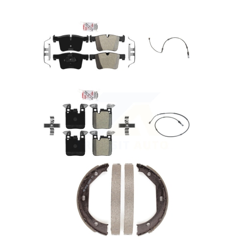 AMERIBRAKES  Front Rear Ceramic Disc Brake Pads And Wear Sensors Kit (5PC) for Bmw 328D Xdrive 328I Gt Knw-101180