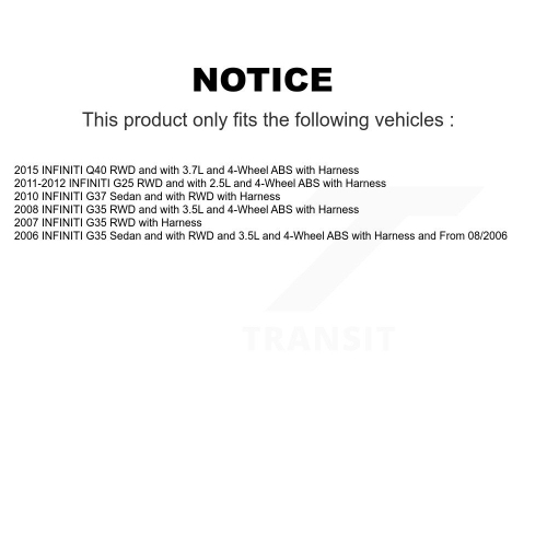 SEN-2ABS0336 de capteur de vitesse de roue ABS avant pour INFINITI G35 G37 G25 T4