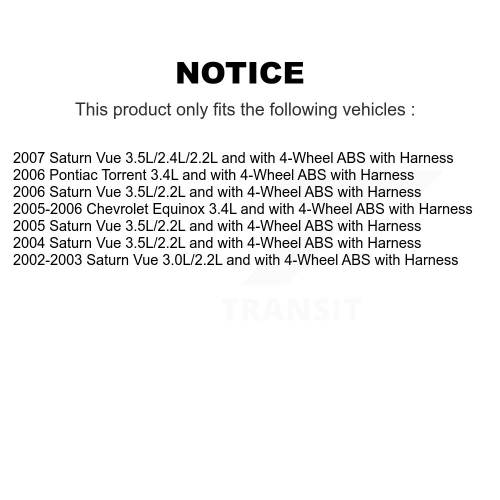Rear ABS Wheel Speed Sensor SEN-2ABS0165 For Saturn Vue Chevrolet Equinox Pontiac Torrent
