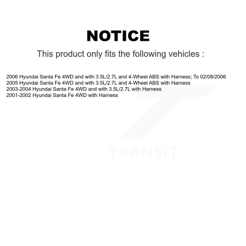 Rear Right ABS Wheel Speed Sensor SEN-2ABS0321 For Hyundai Santa Fe with Harness