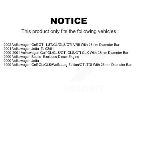Front Complete Shock Assembly And TOR Link Kit For Volkswagen Jetta Golf KSS-100488