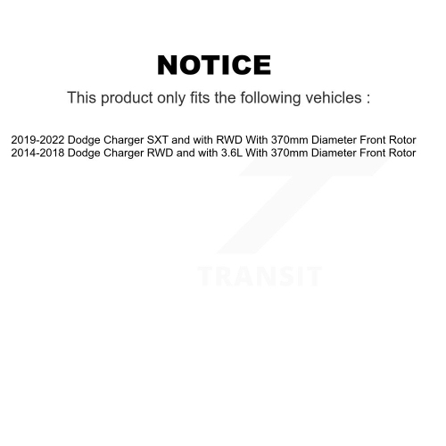 Rear Coated Brake Rotor Ceramic Pad Kit For Dodge Charger With 370mm Diameter Front KGT-103189