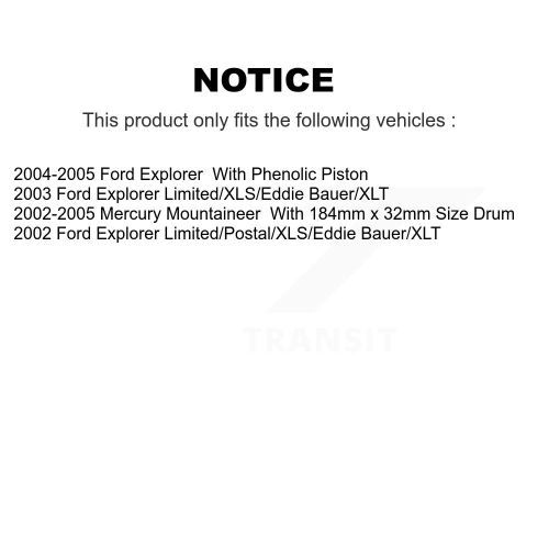 Ensemble de plaquettes de frein et patins de stationnement semi-métalliques à l'arrière pour Ford Explorer Mercury KSN-100557