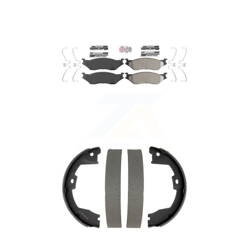 TRANSIT AUTO  Front Rear Semi-Metallic Disc Brake Pads Kit for Ford F-450 Super Duty With 10 Lug Wheels Knn-101348