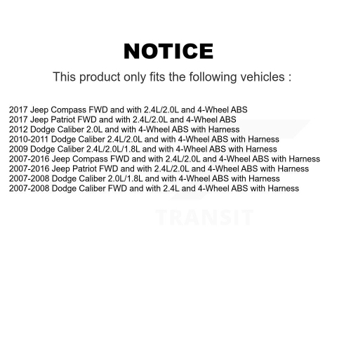 Rear Right ABS Wheel Speed Sensor SEN-2ABS2286 For Jeep Patriot Compass Dodge Caliber