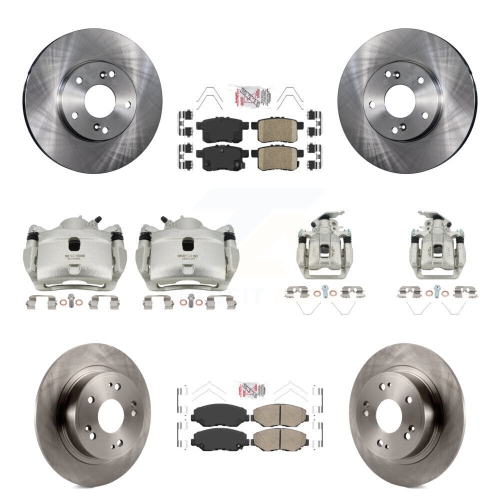 TRANSIT AUTO  Front Rear Disc Brake Caliper Rotor Ceramic Pad Kit (10PC) for Honda Accord Lx With 2.4L Kc8-103045N