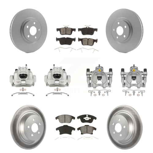 TRANSIT AUTO  Front Rear Disc Brake Caliper Coated Rotors And Semi-Metallic Pads Kit (10PC) for Kcg-100872S