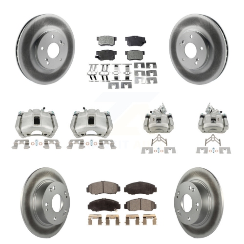 TRANSIT AUTO  Front Rear Disc Brake Caliper Coated Rotors And Ceramic Pads Kit (10PC) for Honda Accord Kcg-101119T