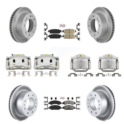 Front Rear Disc Brake Caliper Coated Rotors And Ameribrakes Pads Kit For KCG-102101N
