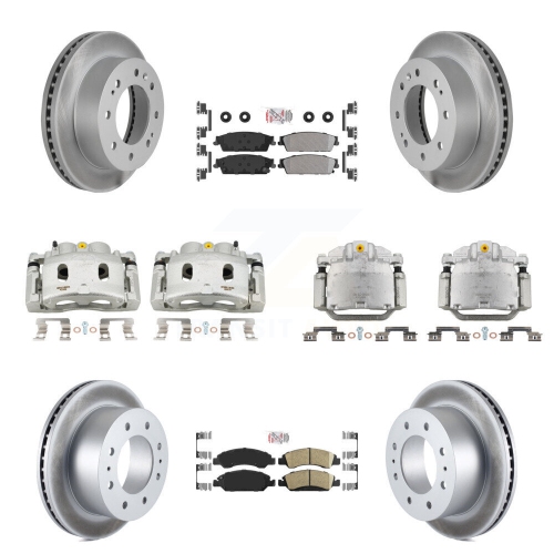 TRANSIT AUTO  Front Rear Disc Brake Caliper Coated Rotors And Ameribrakes Pads Kit (10PC) for Kcg-102097N