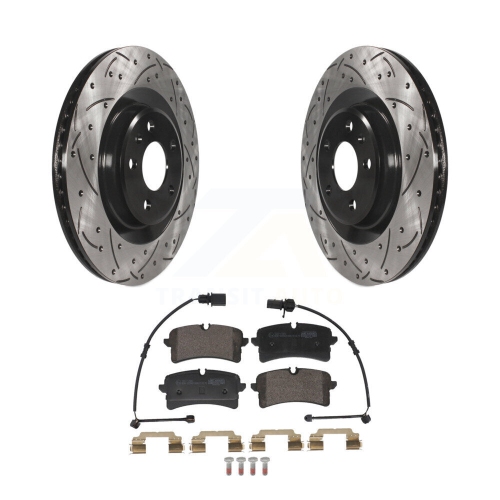 Ensemble de disques de frein perforés à revêtement arrière et plaquettes en céramique pour Audi A7 Quattro KDT-101423