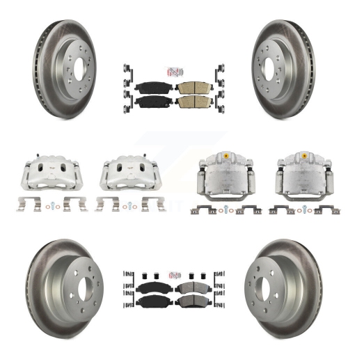 TRANSIT AUTO  Front Rear Brake Caliper Coat Rotor & Ameribrakes Pad Kit (10PC) for Chevrolet Silverado Kcg-102058N