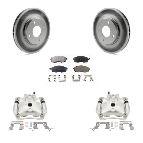 Front Disc Brake Caliper Coated Rotors And Semi-Metallic Pads Kit For Nissan Versa Cube KCG-100479P