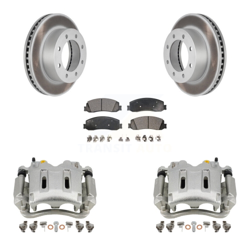 Front Disc Brake Caliper Coat Rotors Ceramic Pad Kit For Ford F-350 Super Duty F-250 4WD KCG-100589T