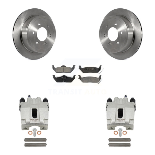 TRANSIT AUTO  Rear Disc Brake Caliper Rotors And Semi-Metallic Pads Kit for Ford F-150 Lincoln Mark Lt Kc8-100606S