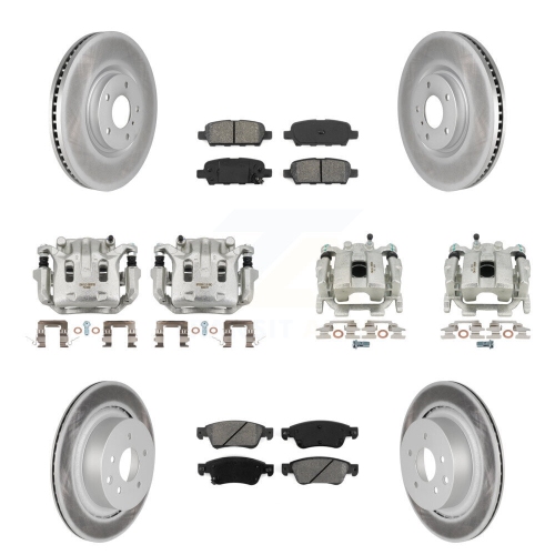 Disque de revêtement d'étrier de frein avant arrière et jeu de plaquettes semi-métalliques pour KCG-100849S G37 d'INFINITI