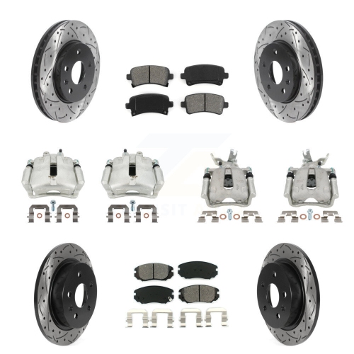 TRANSIT AUTO  Front Rear Brake Caliper Drill Slotted Rotors Semi-Metallic Pad Kit (10PC) for Chevrolet Kcd-100231S