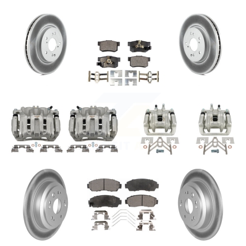 TRANSIT AUTO  Front Rear Disc Brake Caliper Coated Rotors And Semi-Metallic Pads Kit (10PC) for Kcg-101047P