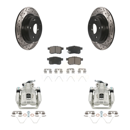 Rear Drilled Brake Rotors & Pads Kit For Honda Accord & Acura TSX (2009-2017) - 4PC Set