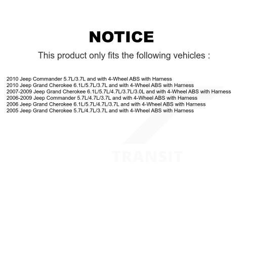 Front ABS Wheel Speed Sensor SEN-2ABS0432 For Jeep Grand Cherokee Commander with Harness