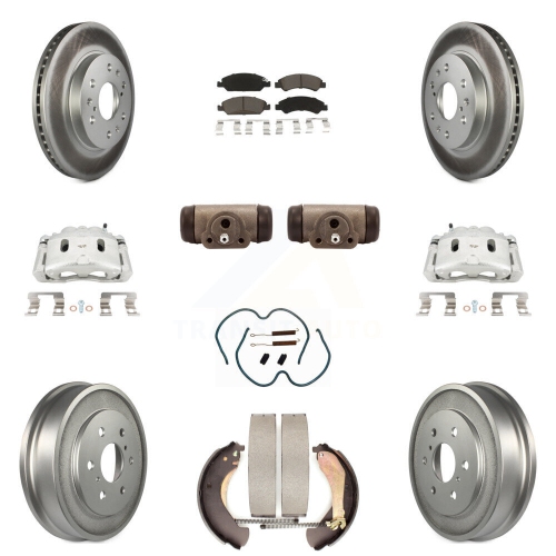 TRANSIT AUTO  Front Rear Brake Caliper Coated Rotor Drum Ceramic Pad Shoe Cylinder Kit (11PC) for 1500 Kcg-100374C